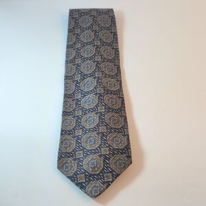 Giorgio Armani Blue and Gold 100% Silk Patterned Tie